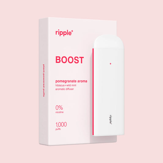 RIPPLE Pomegranate Aroma Boost 0% Nicotine Diffuser, Maca & Green Tea , 1,000 Puffs
