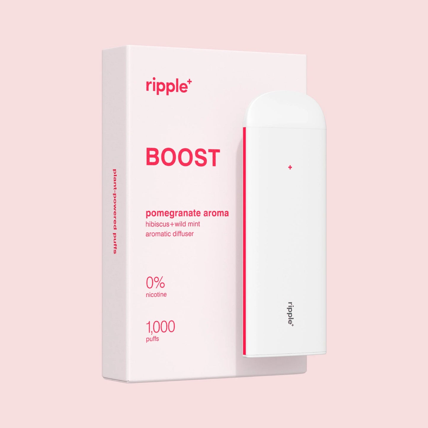 RIPPLE Pomegranate Aroma Boost 0% Nicotine Diffuser, Maca & Green Tea , 1,000 Puffs