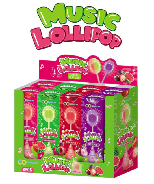 MUSIC LOLLIPOP MIXED FLAVORS CANDY - 8CT